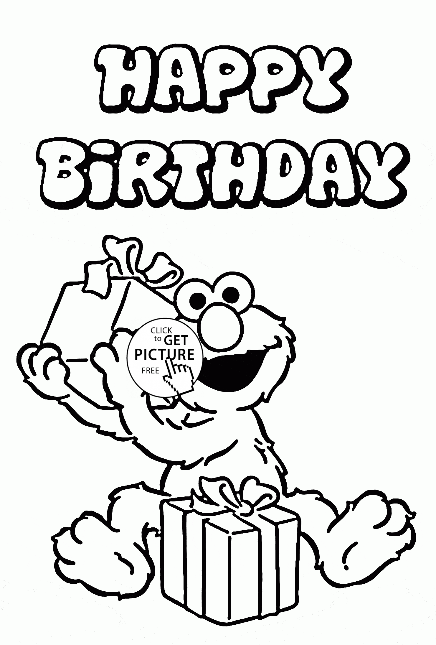 Happy Birthday with Elmo coloring page for kids, holiday coloring ...
