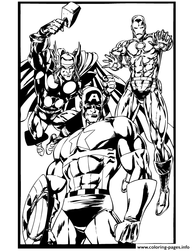 Print captain america thor and iron man Coloring pages
