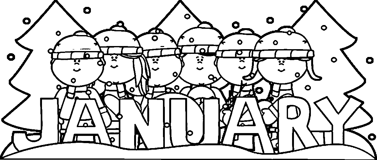 January Month Winter Kids Coloring Page | Wecoloringpage