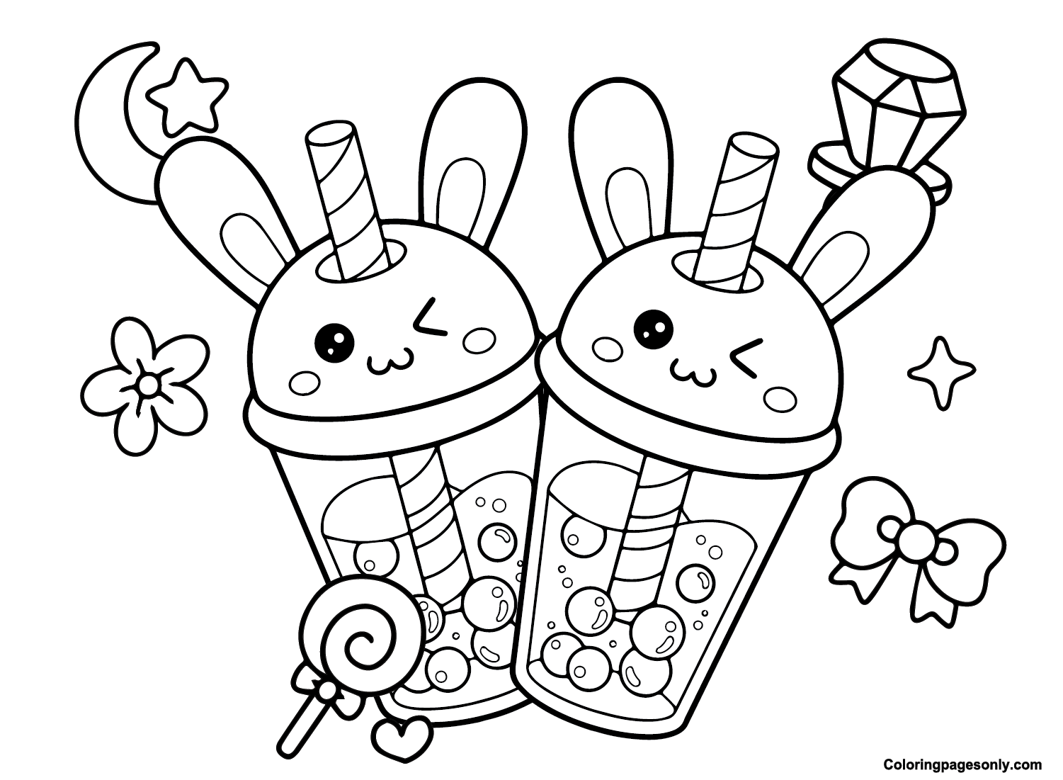 Boba Tea Coloring Pages | Bunny ...