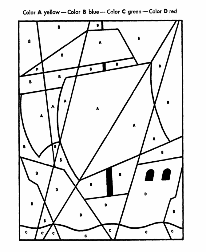 Hidden Picture Coloring Page | Fill in the colors to find hidden Sailing  Ship coloring page Kids Activity sheet | HonkingDonkey