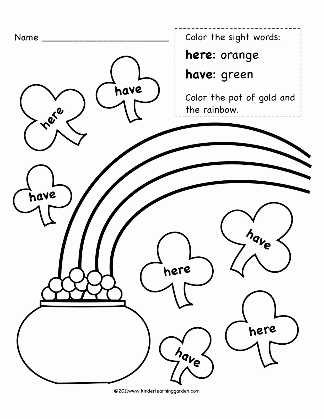 coloring sight words worksheets