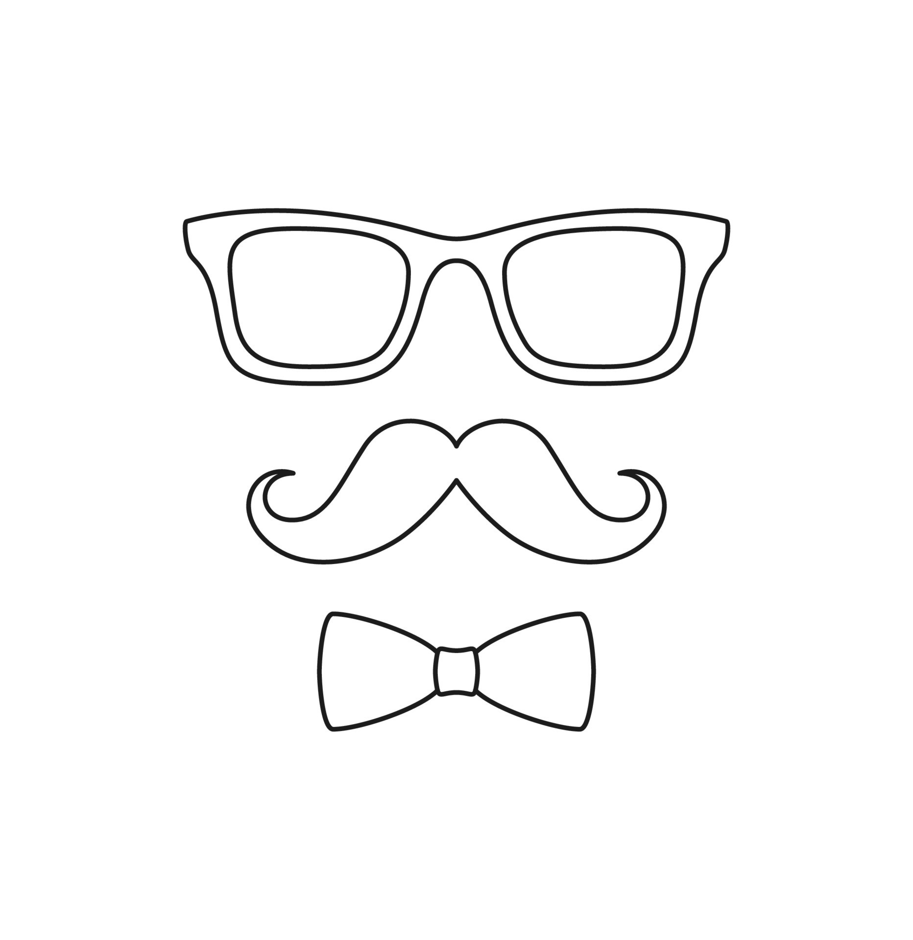 Coloring page with Mustache, Bow Tie, and Glasses for kids 9955832 Vector  Art at Vecteezy