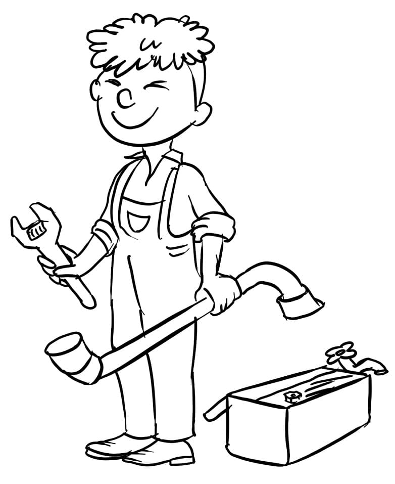 Young Plumber Coloring Page - Free Printable Coloring Pages for Kids