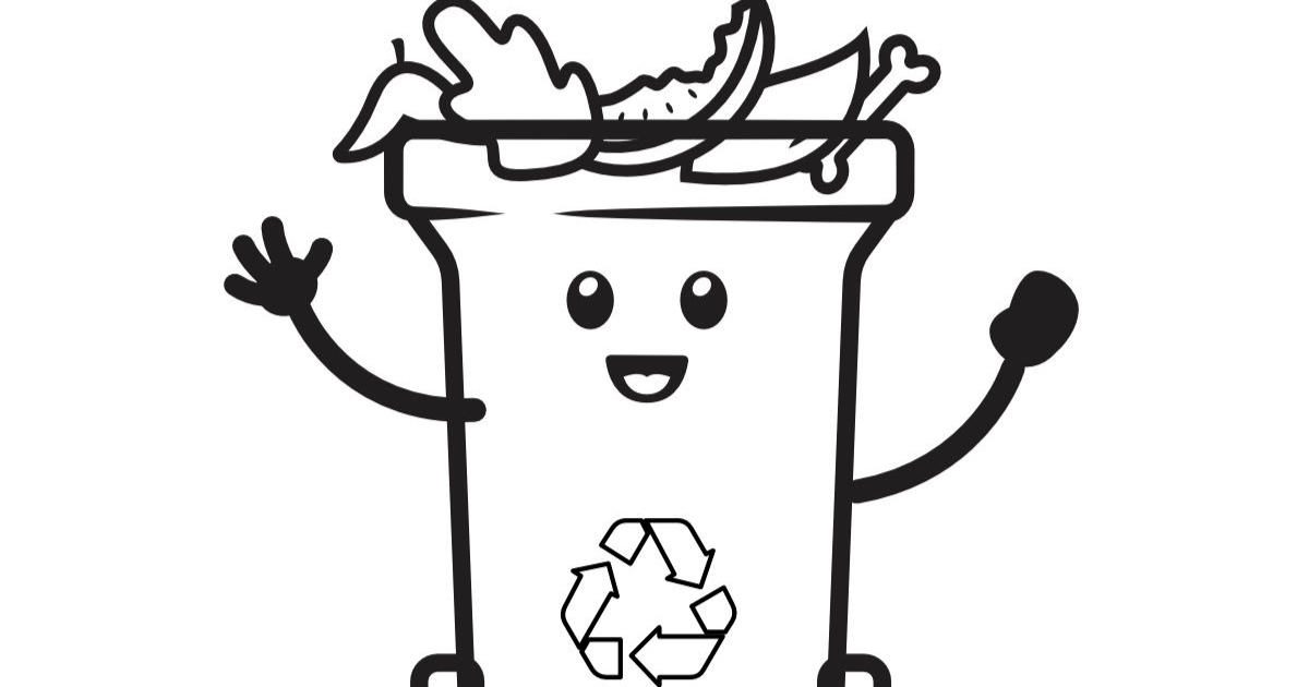 Online coloring page: Waste bin - organic, printable, free to download for  kids