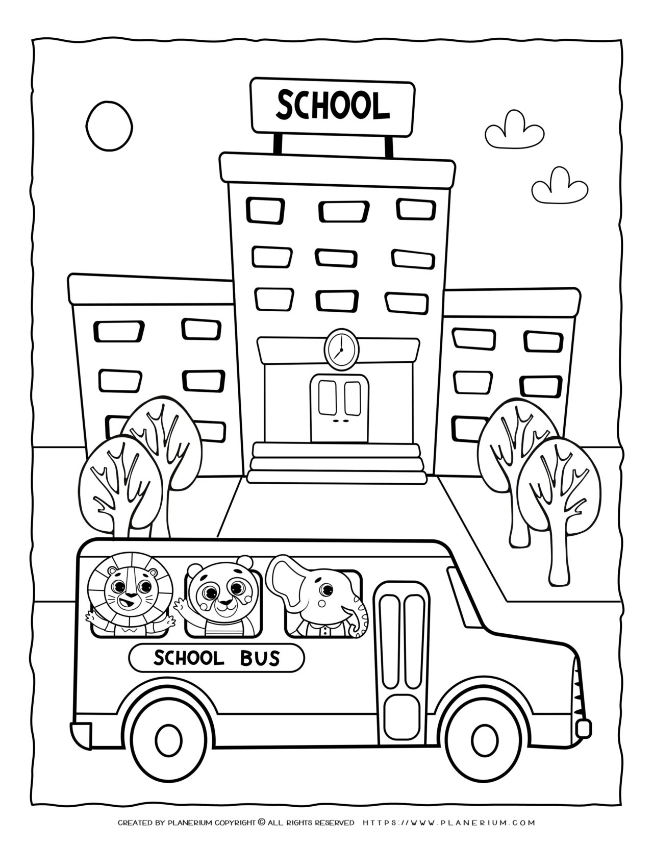 School Bus Coloring Page | Planerium