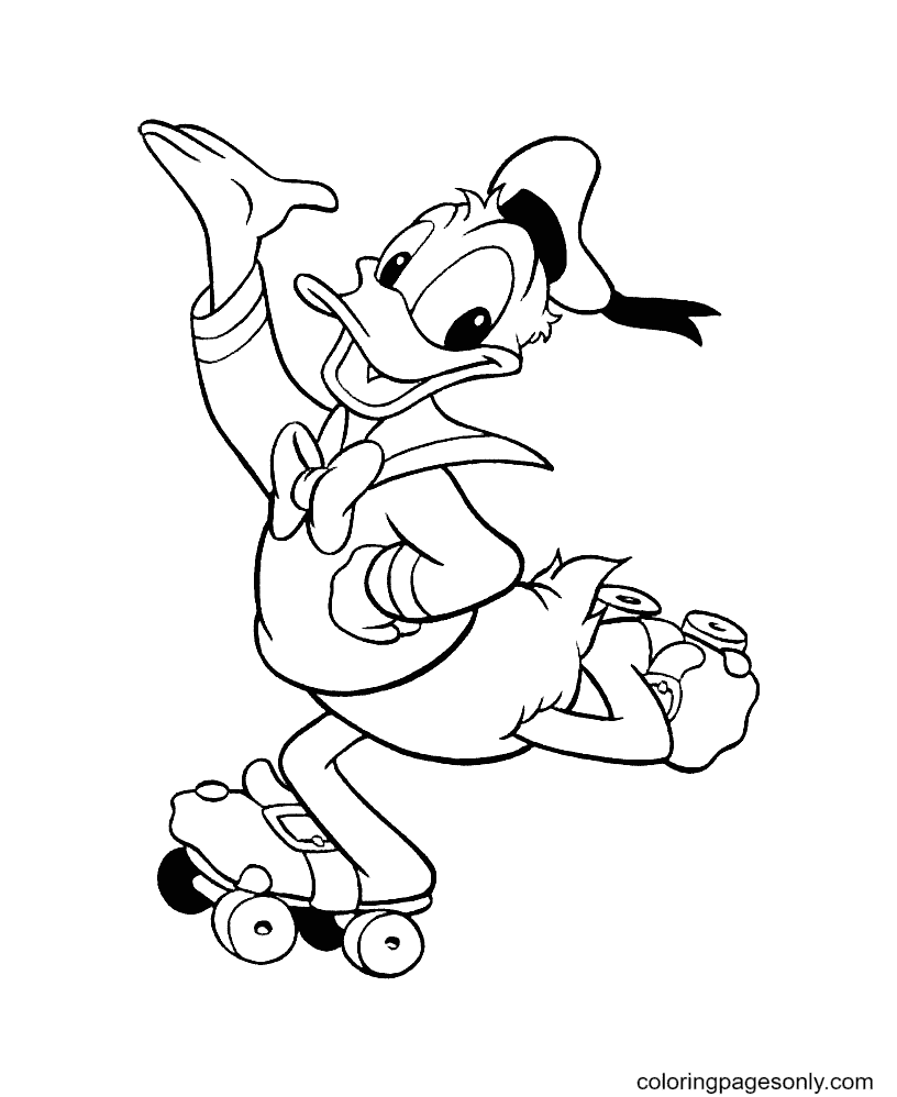 Donald Duck on Roller Skates Coloring Pages - Donald Duck Coloring Pages - Coloring  Pages For Kids And Adults