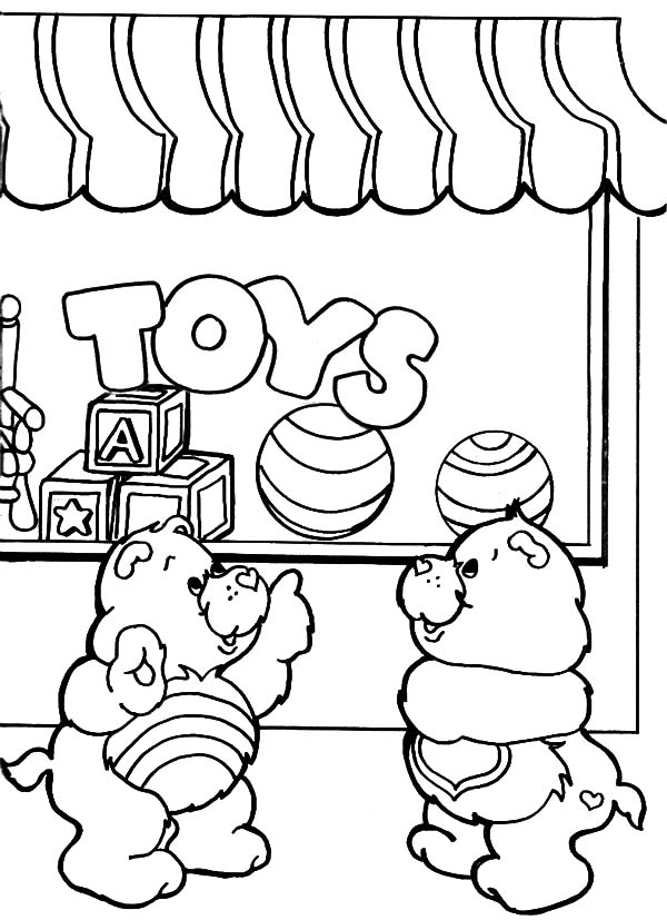 Care Bears In Front Of Toys Shop Coloring Pages : Best Place to Color