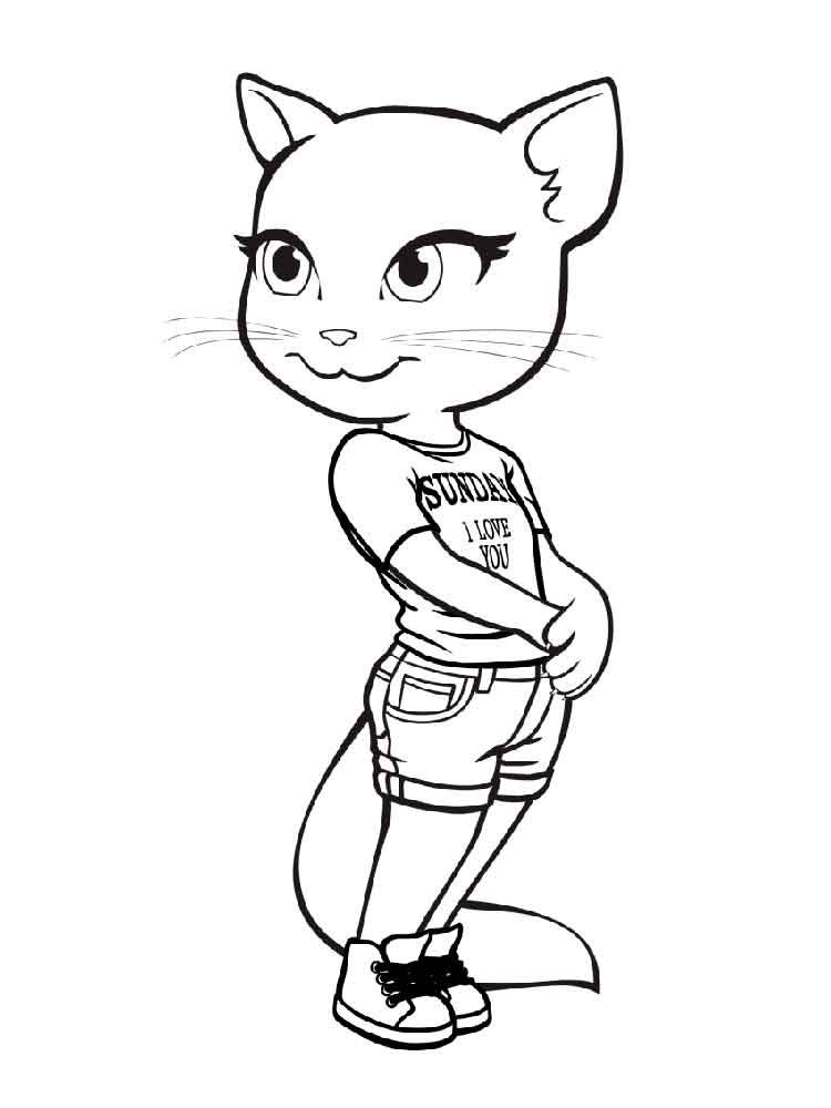 Lovely Talking Angela Coloring Page - Free Printable Coloring Pages for Kids