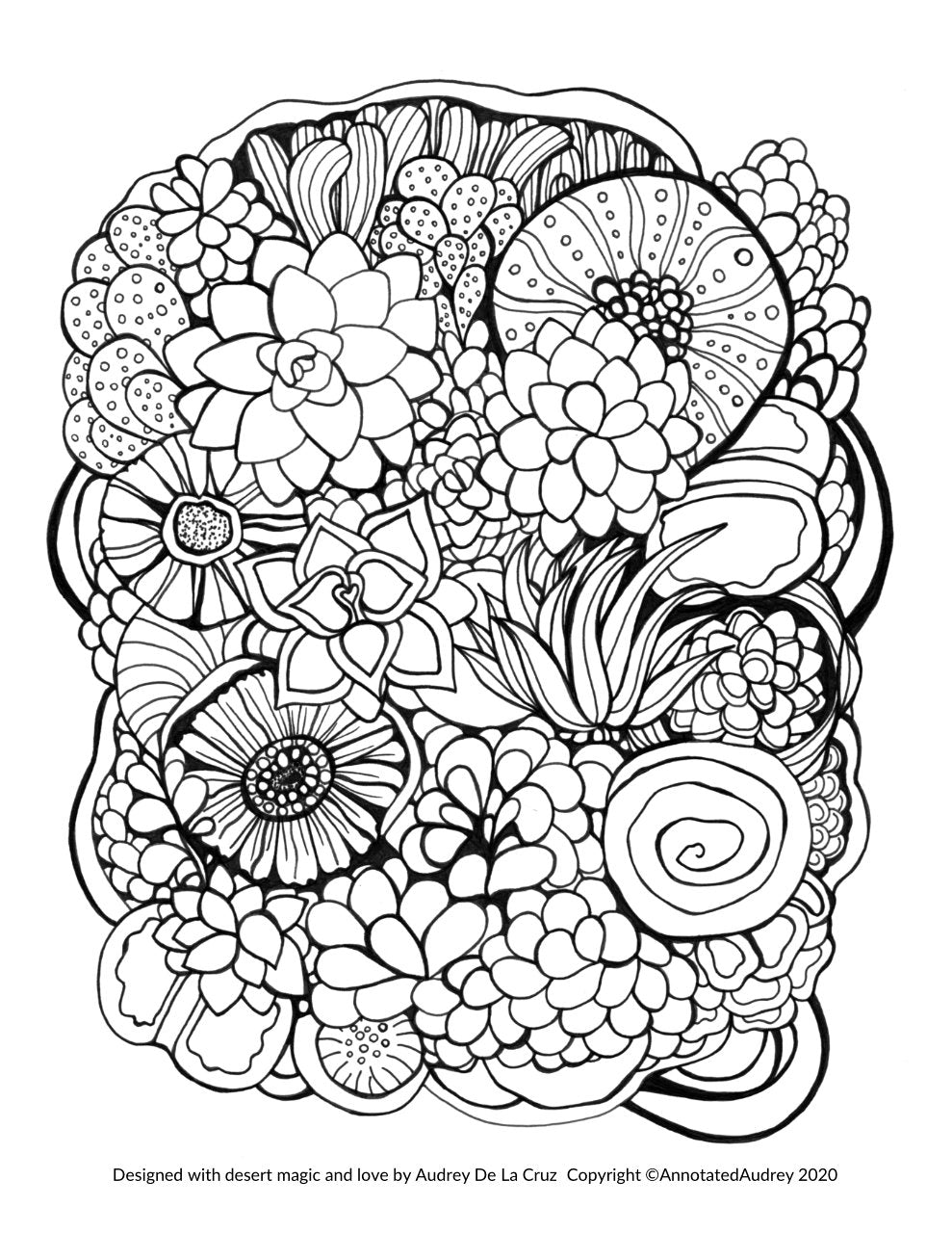 FREE PRINTABLE - Succulents Coloring Page – ANNOTATED AUDREY