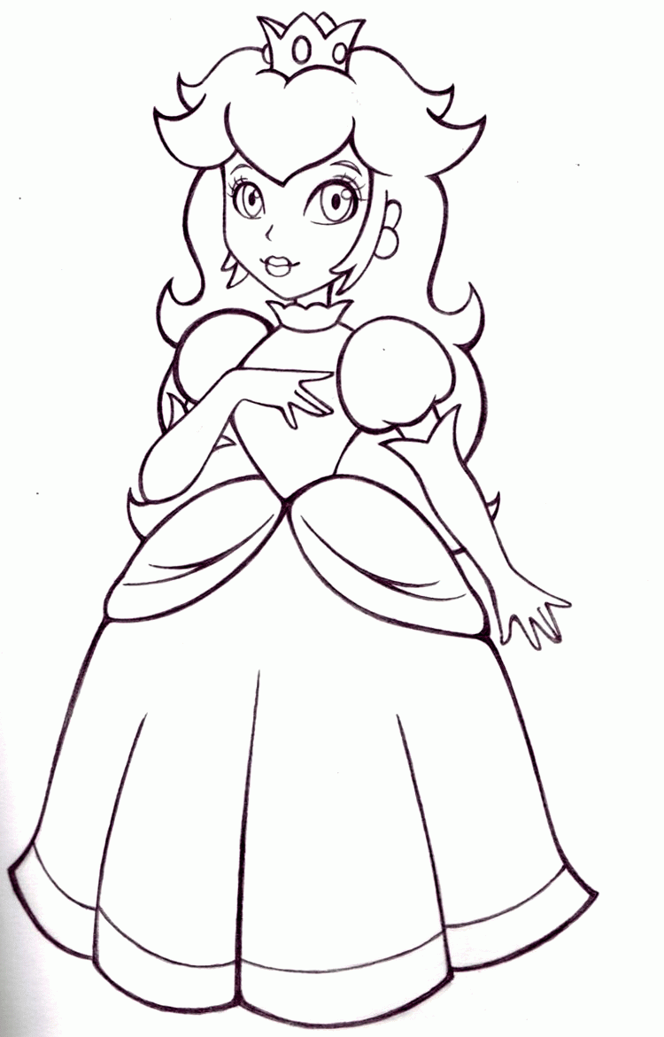 Princess Peach Coloring Pages To Print for Pinterest