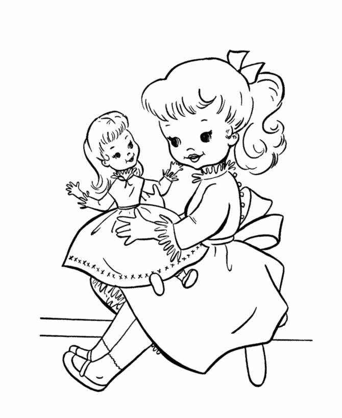 Doll Coloring Page - Coloring Pages for Kids and for Adults