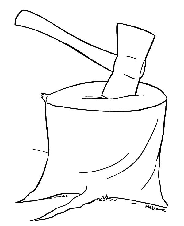 Hatchet For Cutting Tree Coloring Pages : Coloring Sun