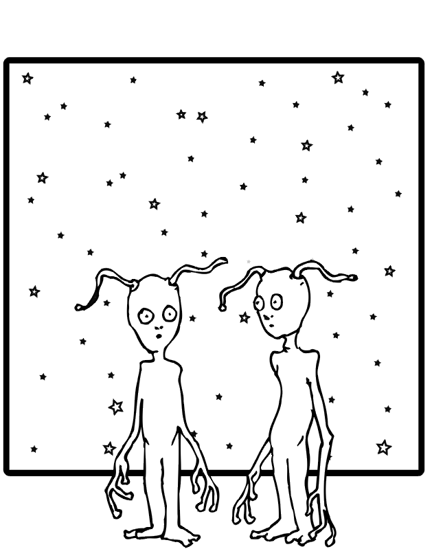 Alien Coloring Page | Two Weird Looking Aliens
