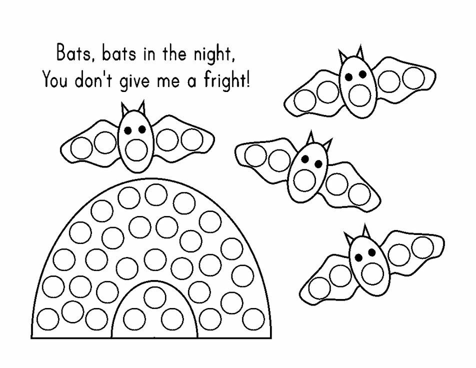 Bats Bingo Dauber Coloring Page