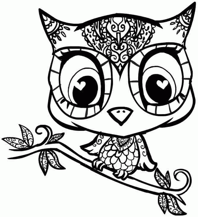 Cartoon Owl Coloring Page For Girls - Coloring Pages For All Ages
