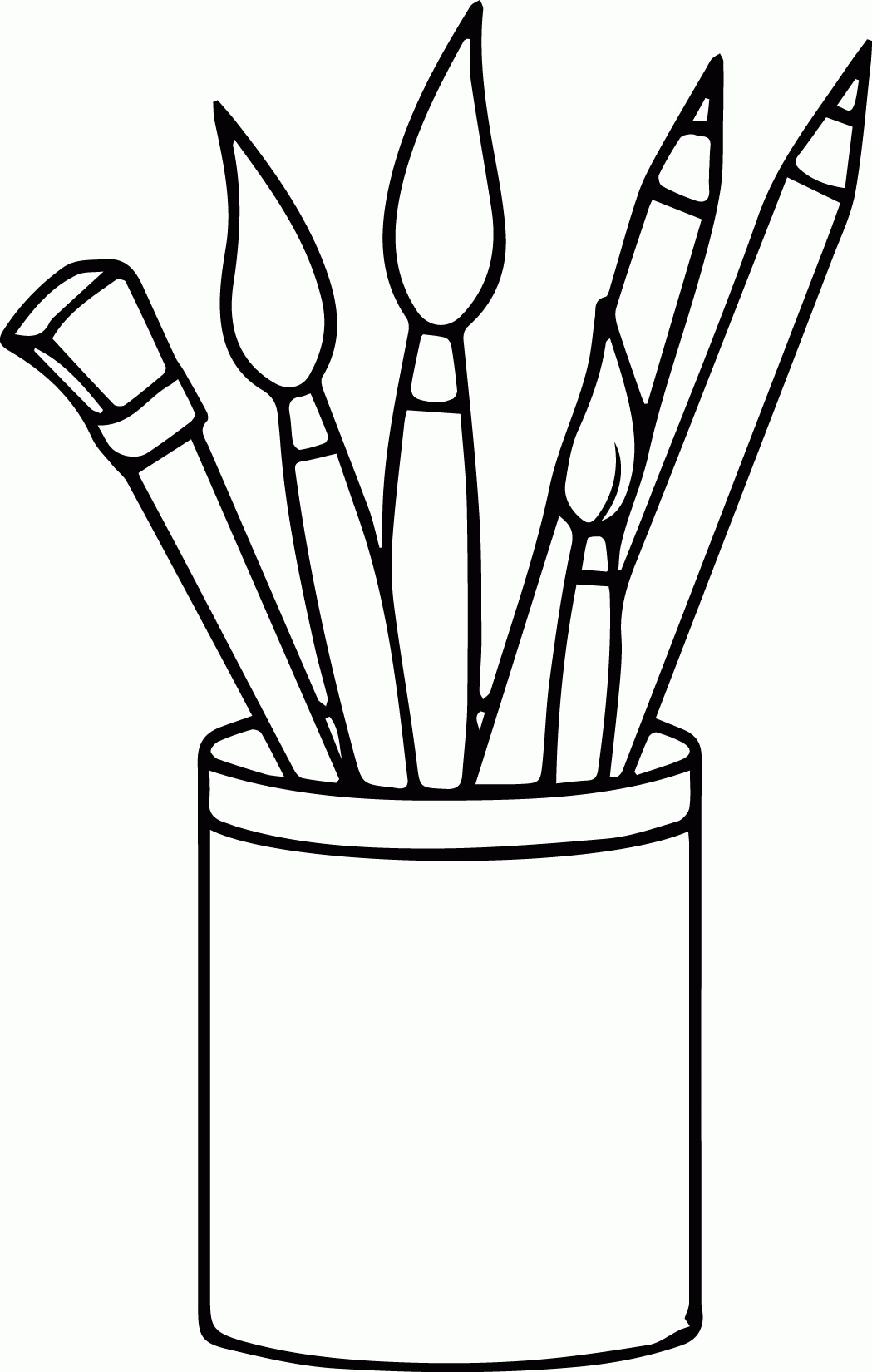 Art Supplies Pencils Paint Brushes Coloring Page Wecoloringpage
