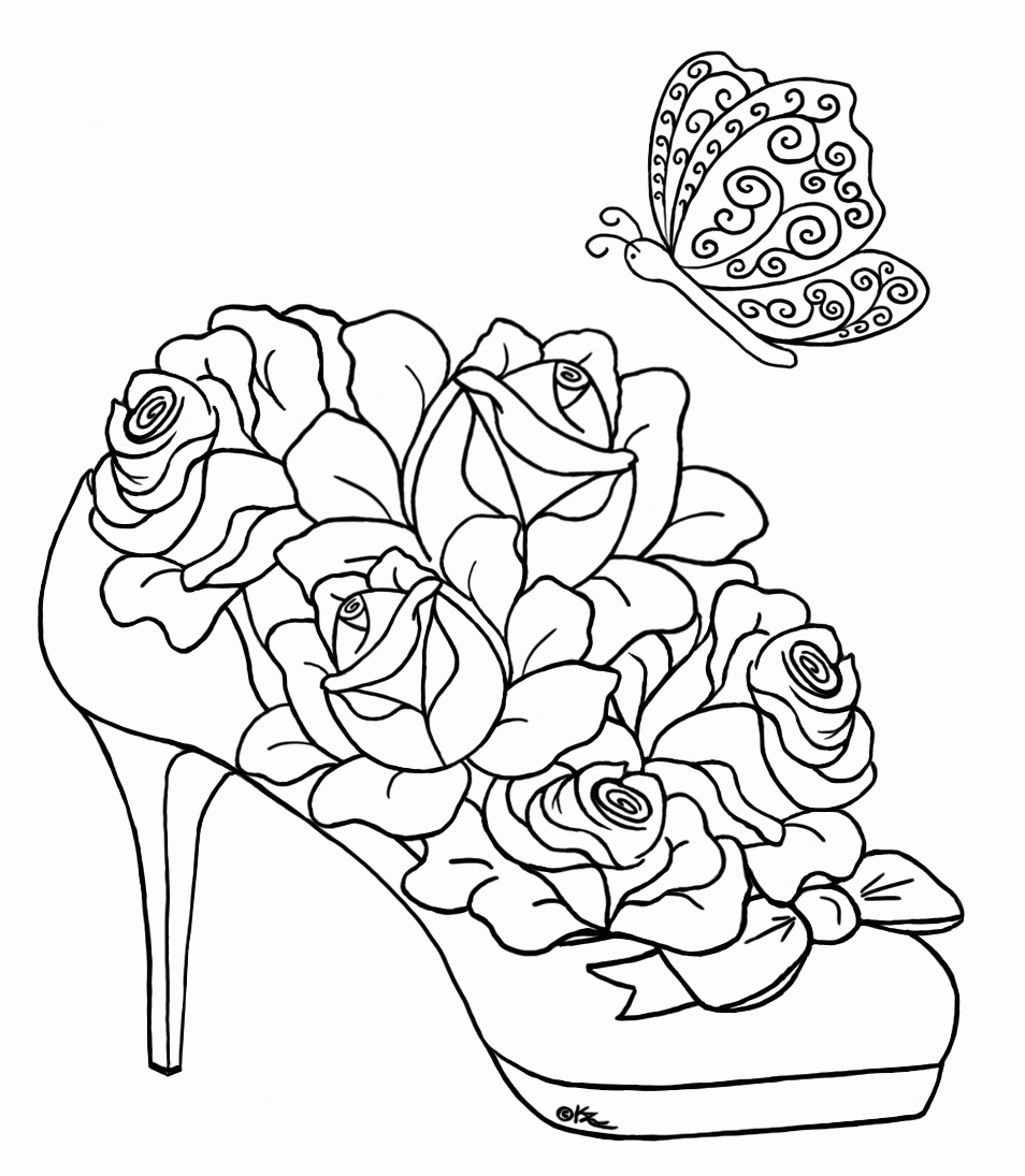 Pictures Of Hearts And Roses To Color   Coloring Online   Coloring ...
