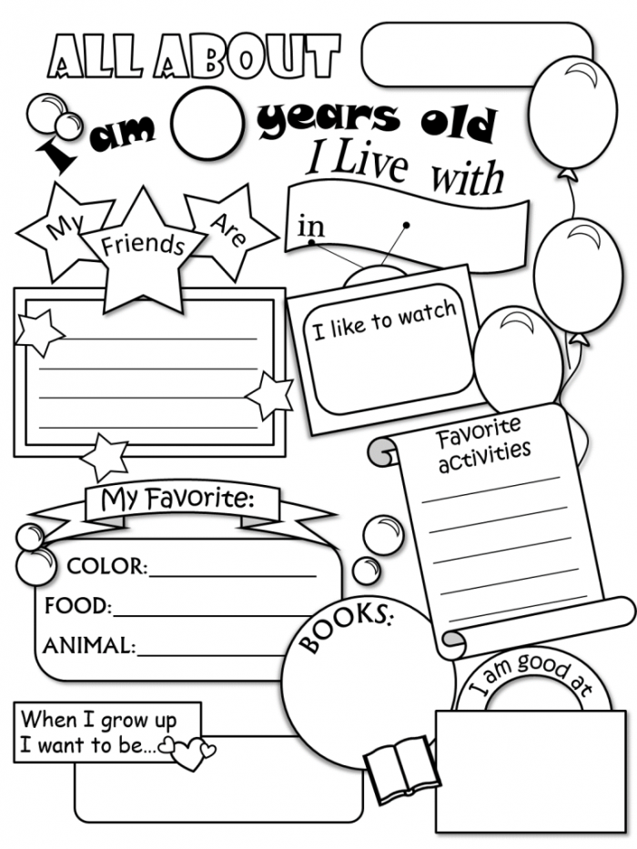 coloring Page | All about me worksheet, About me activities ...