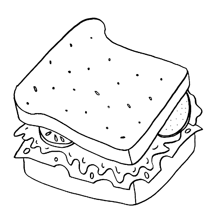Picnic Time Sandwich Colouring Pages - Picolour