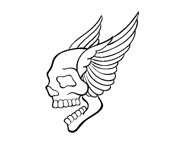 Skull with wings tattoo coloring page - Coloringcrew.com