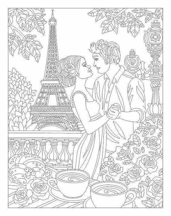 Adult Coloring - Paris Romance | Fairy coloring pages, Mandala ...