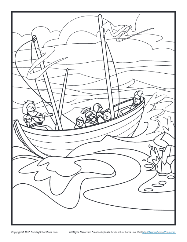 Bible Coloring Pages | Paul's Shipwreck