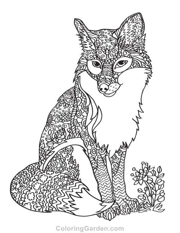 Coloring pages animals fox adolut Funny and happy fox foxes adult coloring  pages | Roda.baebaebox.com