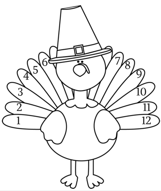 Turkey Coloring page FREE Printable ~ Learn to count #Thanksgiving #Craft -  A Thrifty Mom - Recipes, Crafts, DIY and more | Turkey coloring pages,  Turkey clip art, Thanksgiving coloring pages