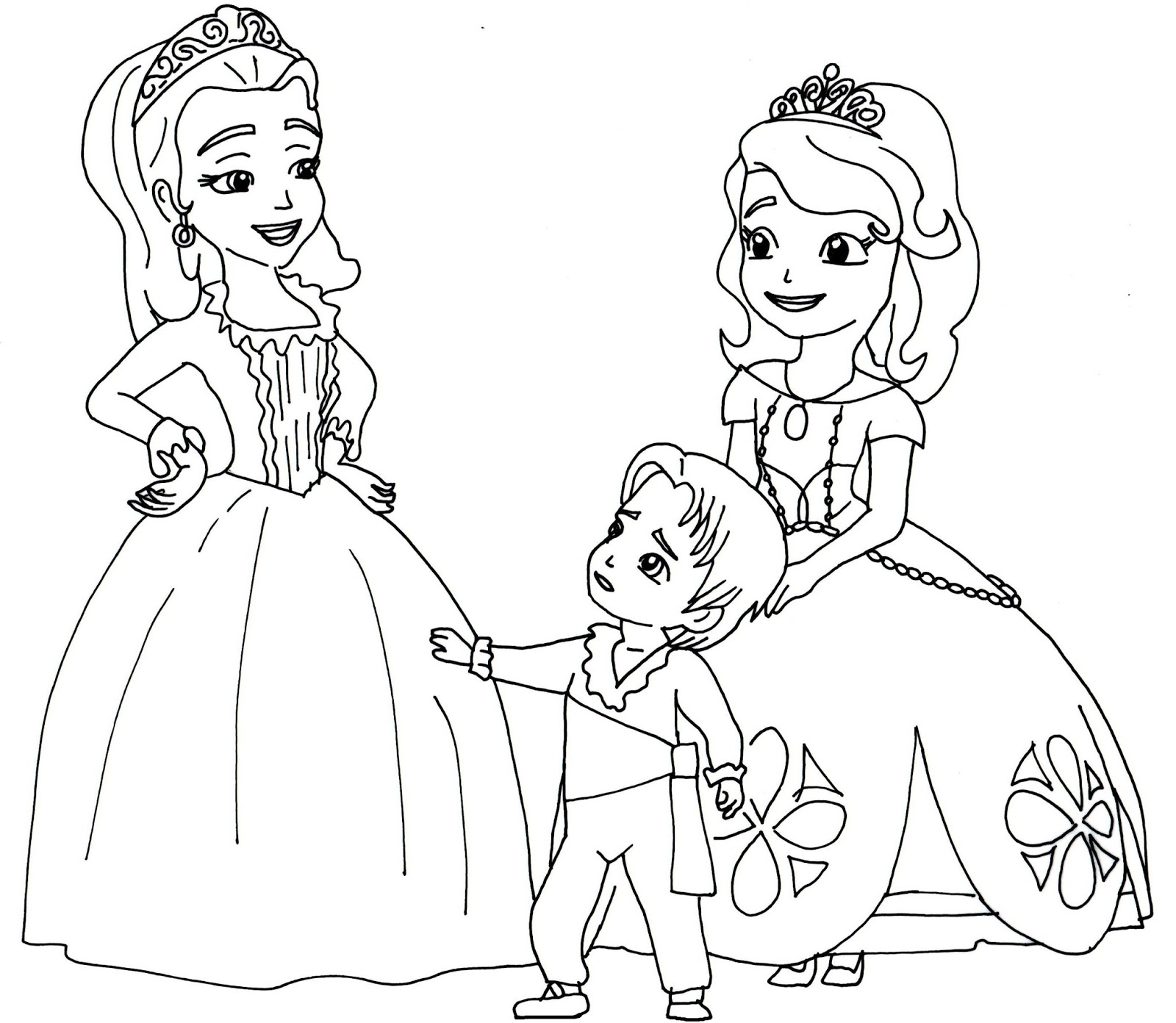 Sofia The First Coloring Pages: Two Princesses and a Baby - Sofia the First Coloring  Page
