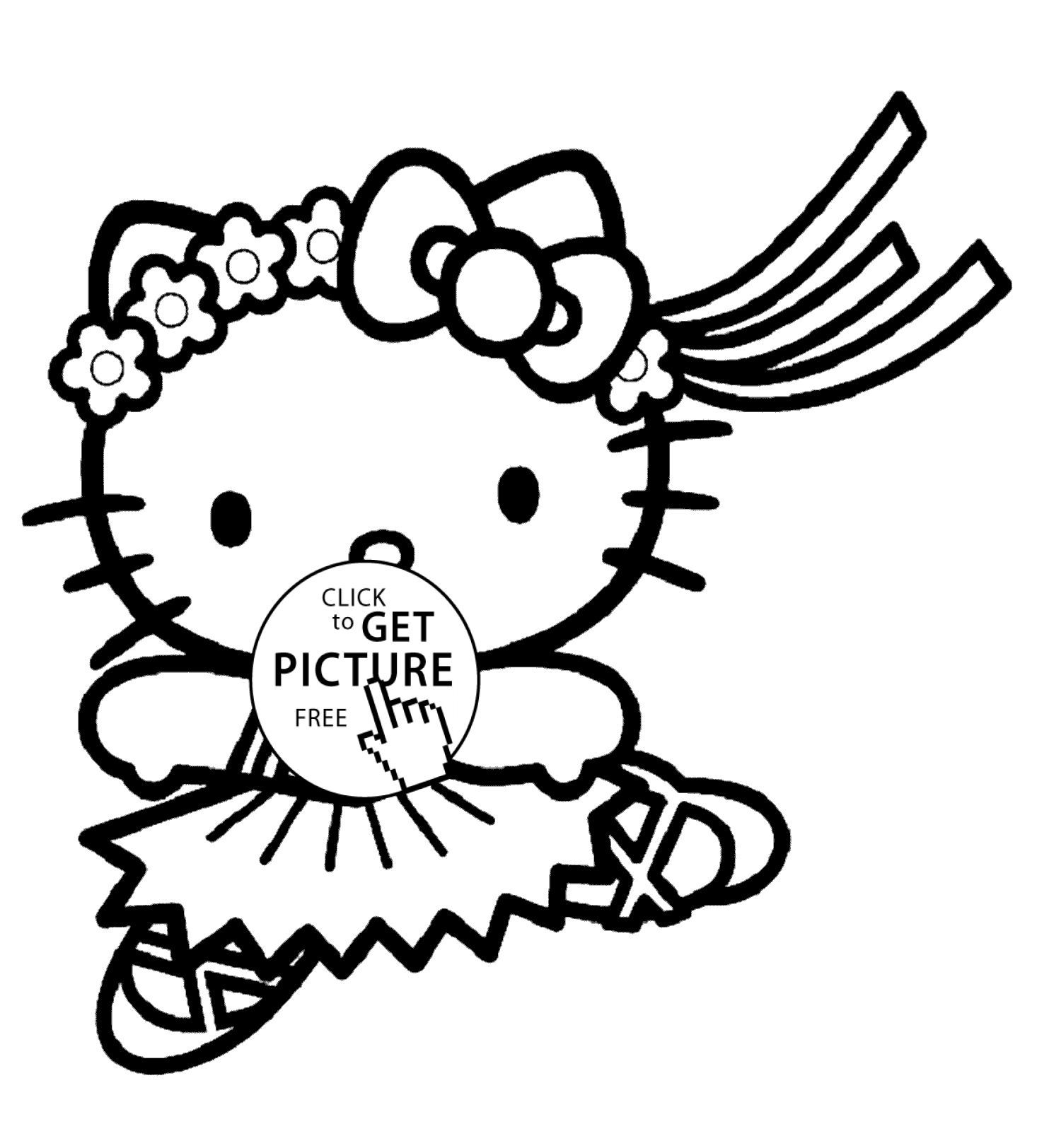 Hello kitty dancing coloring pages for kids printable free ...