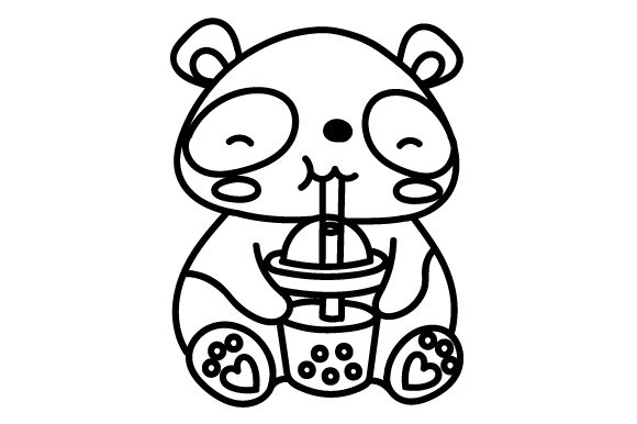 Kawaii Style Panda Drinking Bubble Tea SVG Cut file by Creative Fabrica  Crafts · Creative Fabrica