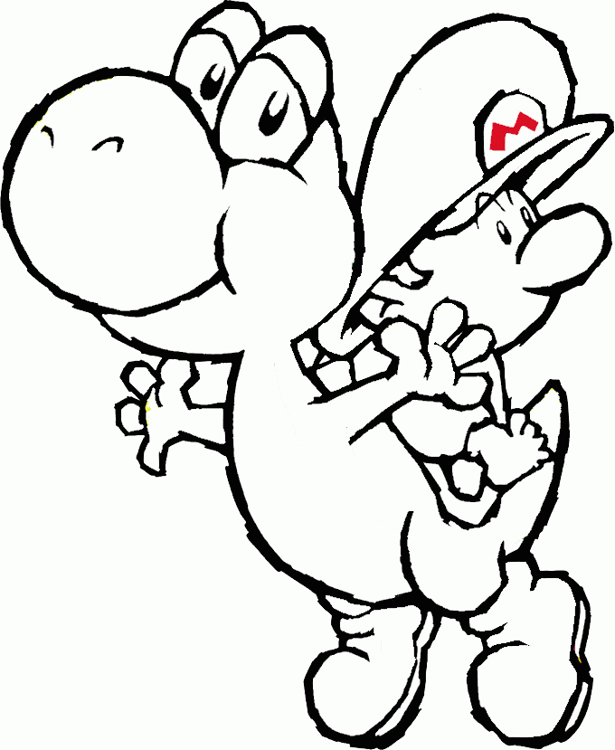 Mario And Yoshi To Print - Coloring Pages for Kids and for Adults