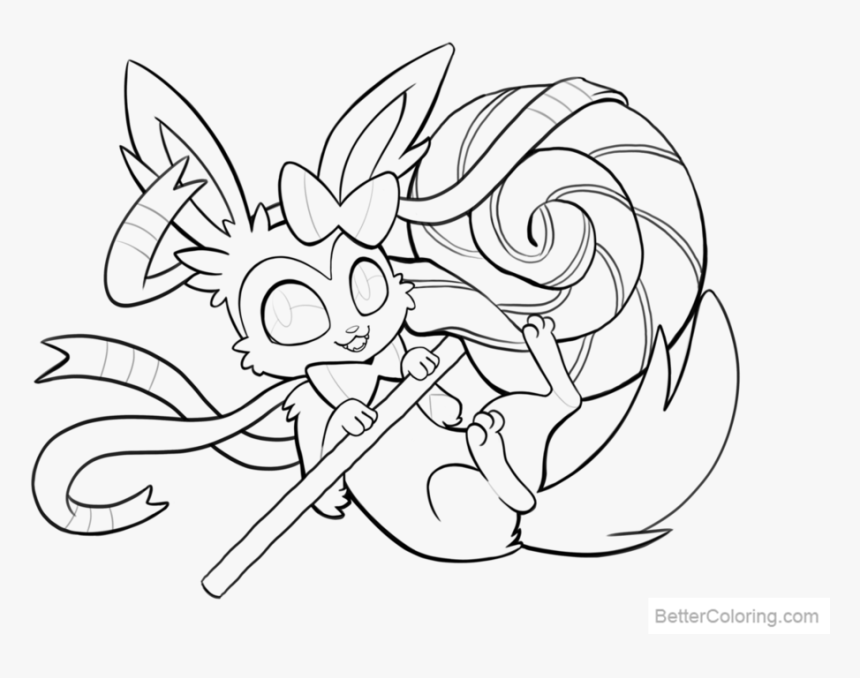 Free Sylveon Coloring Pages Lines By Tsaoshin Printable - Eevee Evolution  Pokemon Coloring Pages, HD Png Download , Transparent Png Image - PNGitem