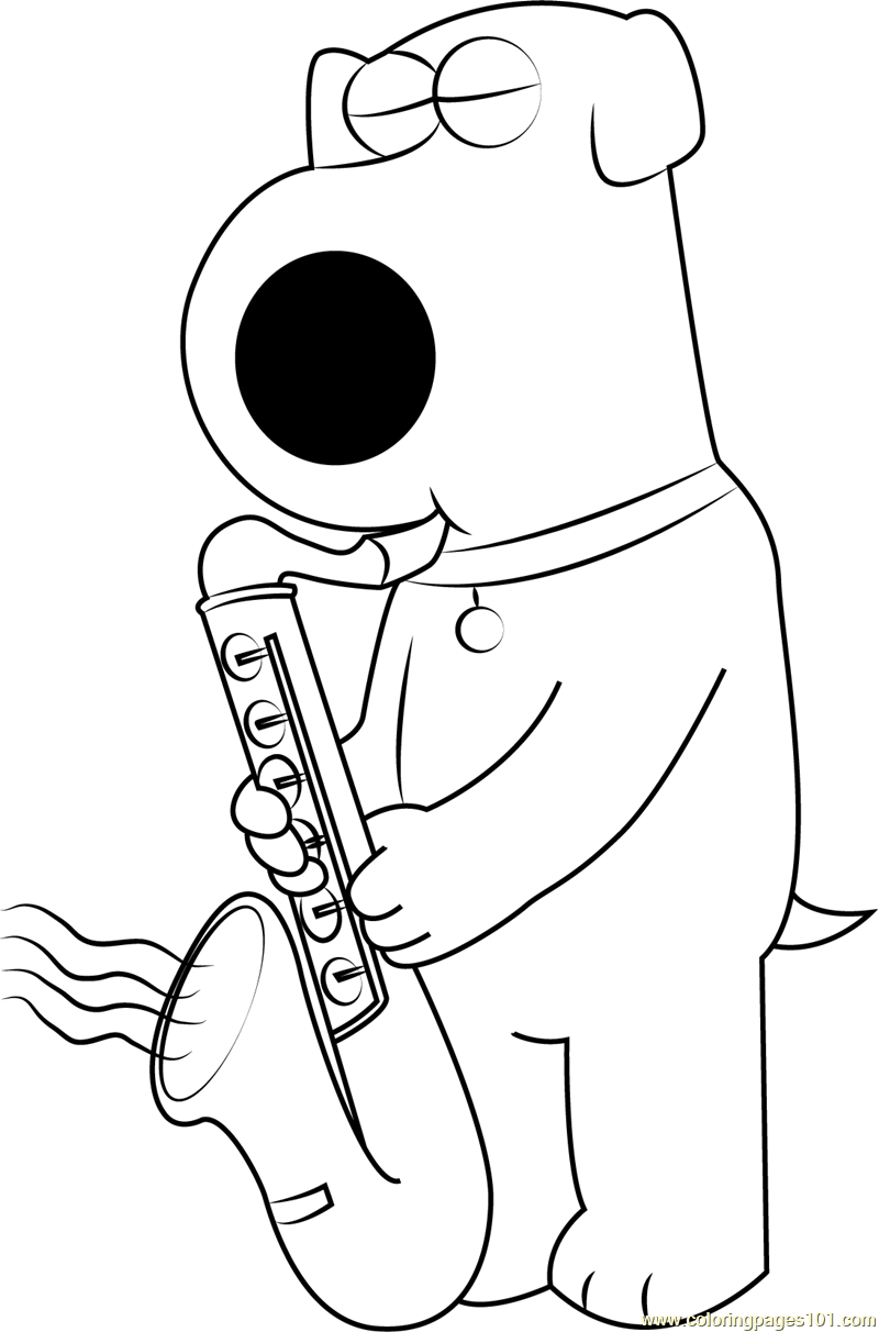 Brian Griffin Playing Saxophone Coloring Page for Kids - Free Brian Griffin  Printable Coloring Pages Online for Kids - ColoringPages101.com | Coloring  Pages for Kids