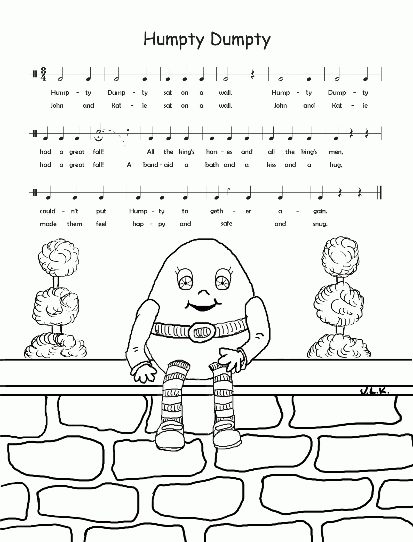 Humpty Dumpty Coloring Page for Pinterest
