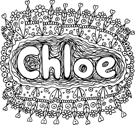 Coloring Page For Adults With Girls Name Chloe Greeting Card ...