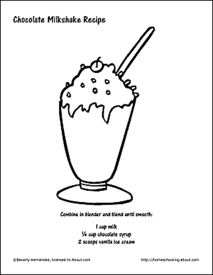 Chocolate Milkshake Recipe and Coloring Pages | Milkshake recipe ...