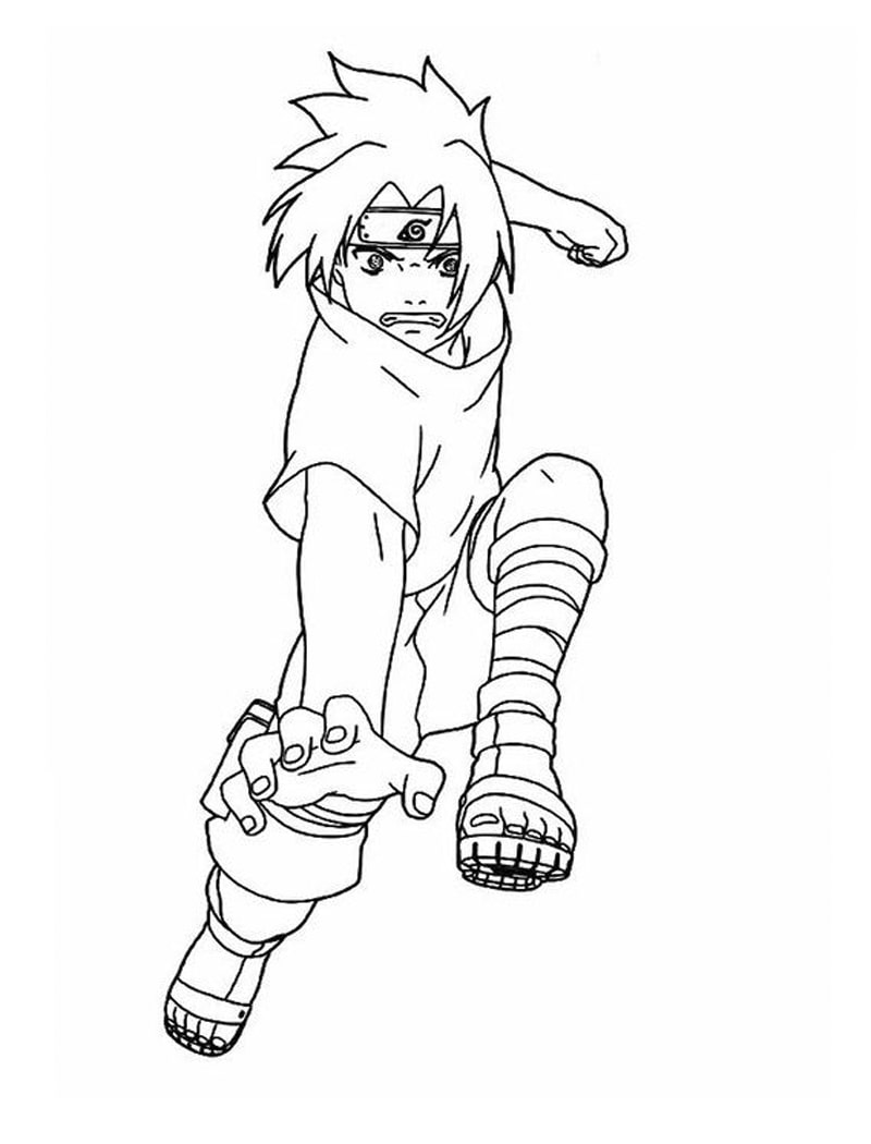 Sasuke Uchiha Attack Coloring Page - Anime Coloring Pages