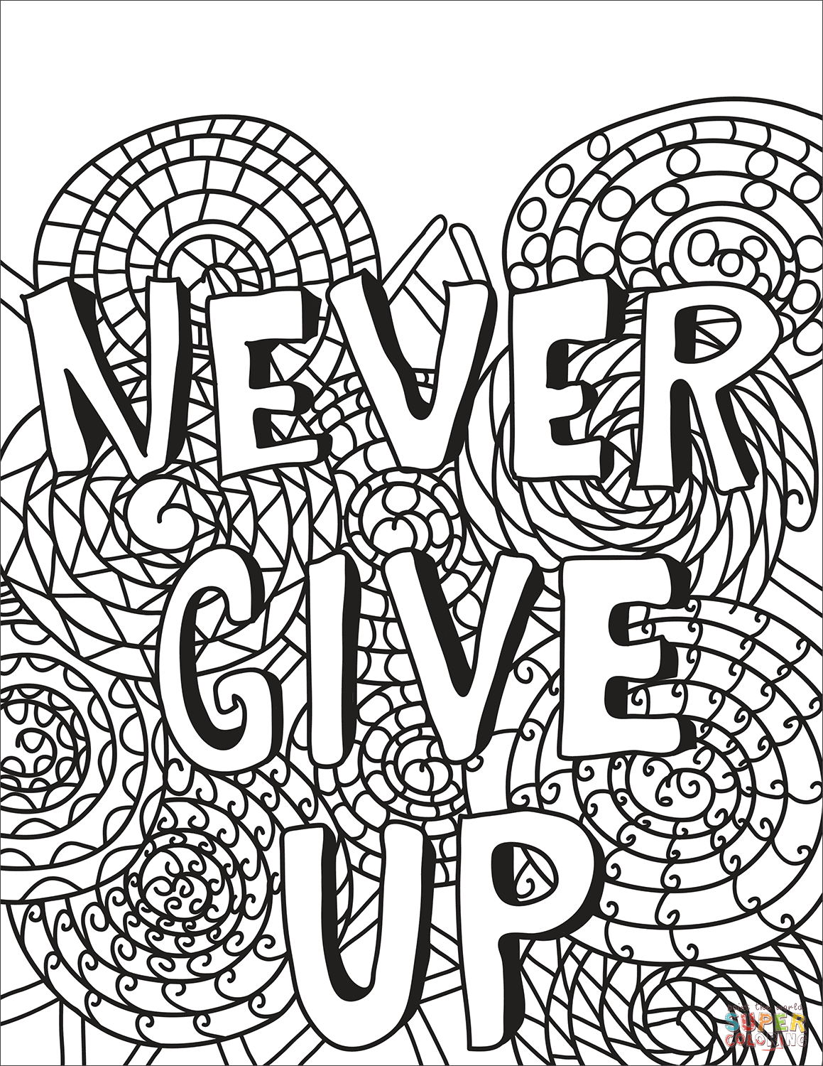 Never Give Up coloring page | Free Printable Coloring Pages