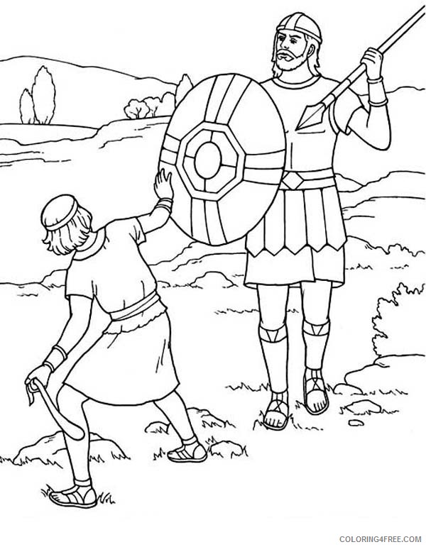 david and goliath coloring pages fighting Coloring4free - Coloring4Free.com