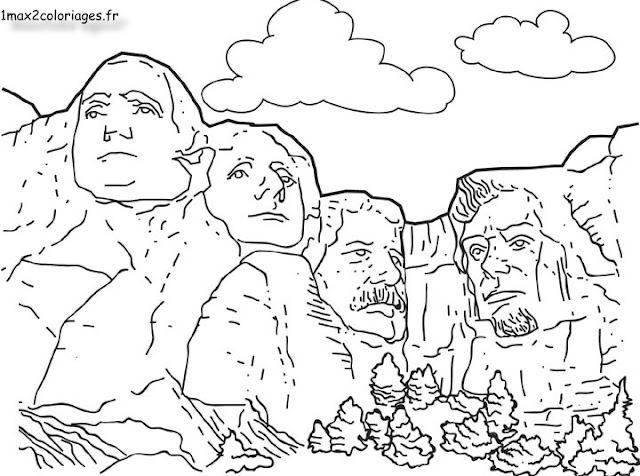 MOUNT RUSHMORE COLORING PAGE