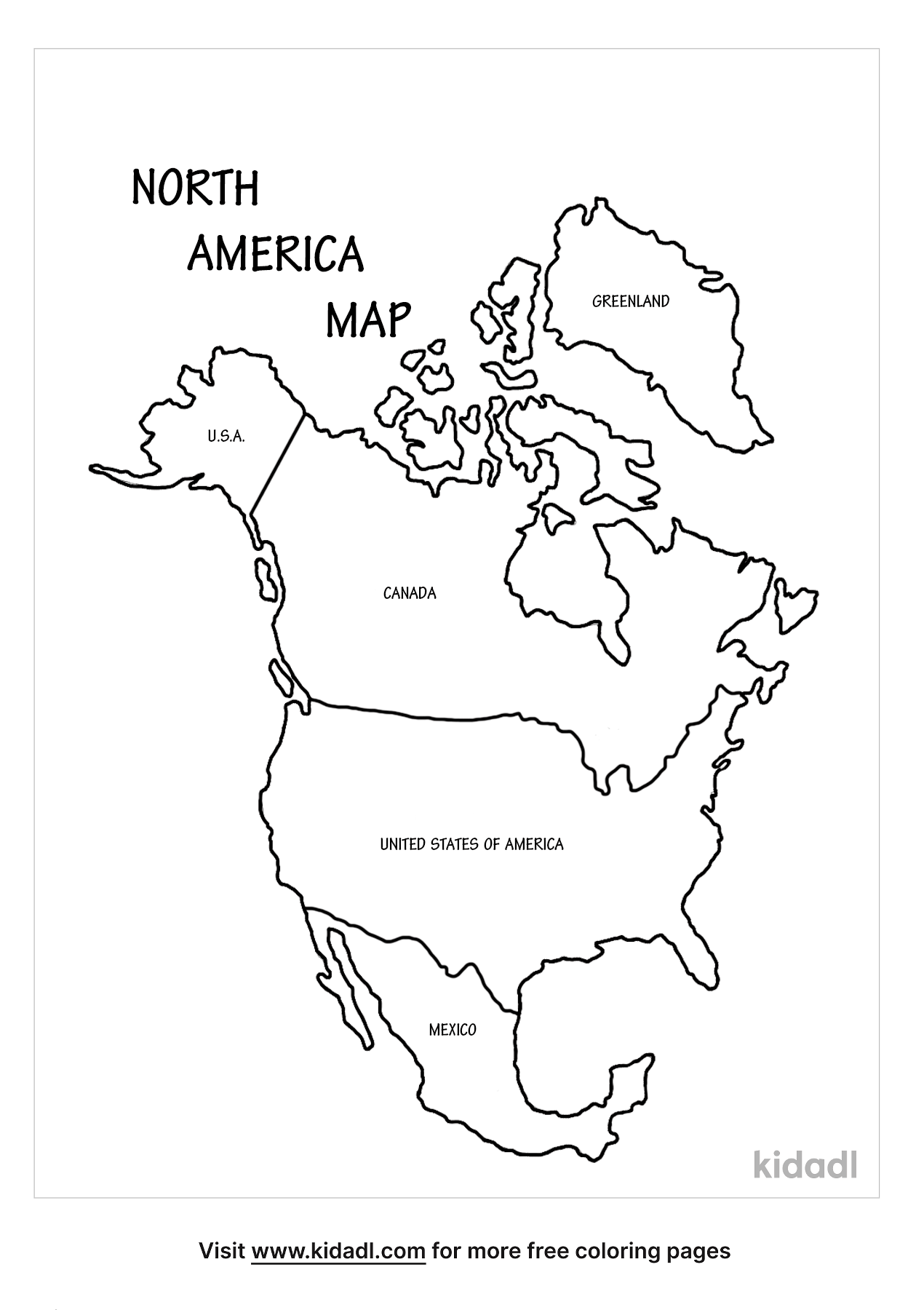 North America Map Coloring Pages | Free World, Geography & Flags Coloring  Pages | Kidadl
