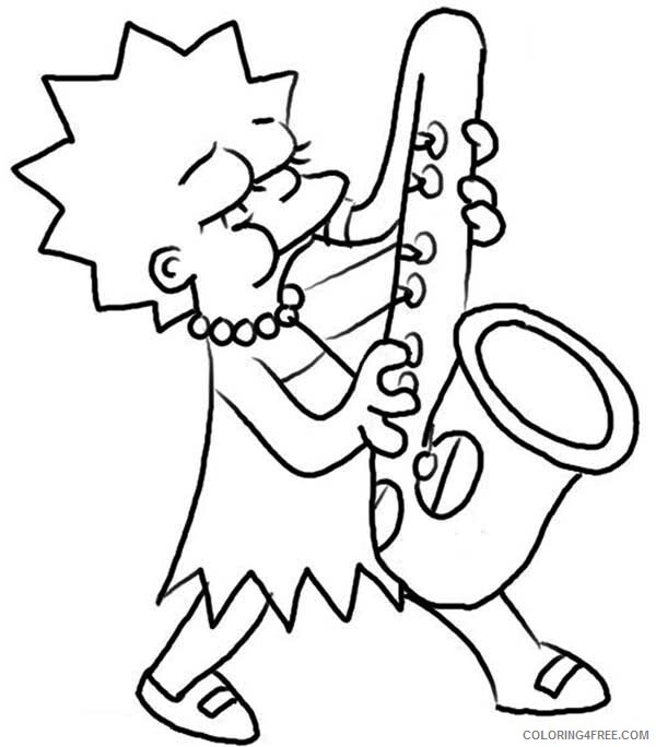The Simpsons Coloring Pages TV Film Lisa Play Her Saxophone 2020 09555  Coloring4free - Coloring4Free.com