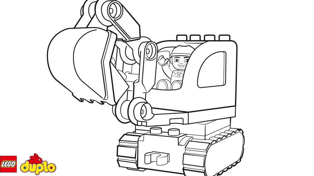 LEGOÂ® DUPLOÂ® Tracked Excavator Coloring Page - Coloring Page