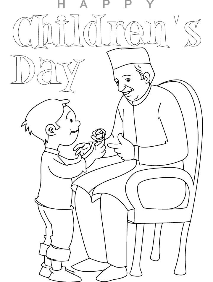 chacha nehru with children coloring page | Download Free chacha ...