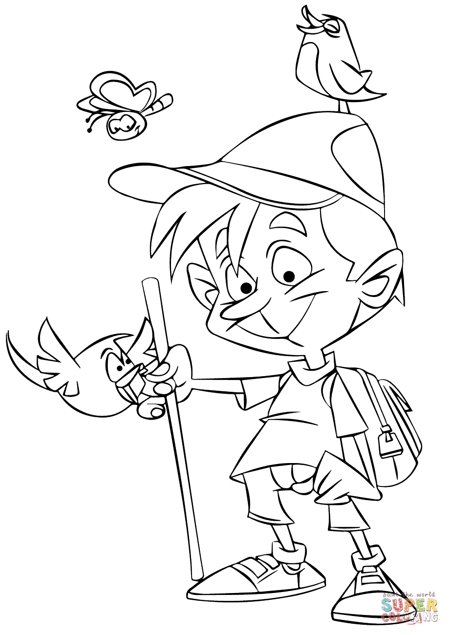 Hiking Boy coloring page | Free Printable Coloring Pages