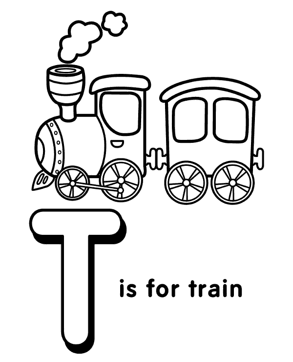 T for train - vocabulary printable picture
