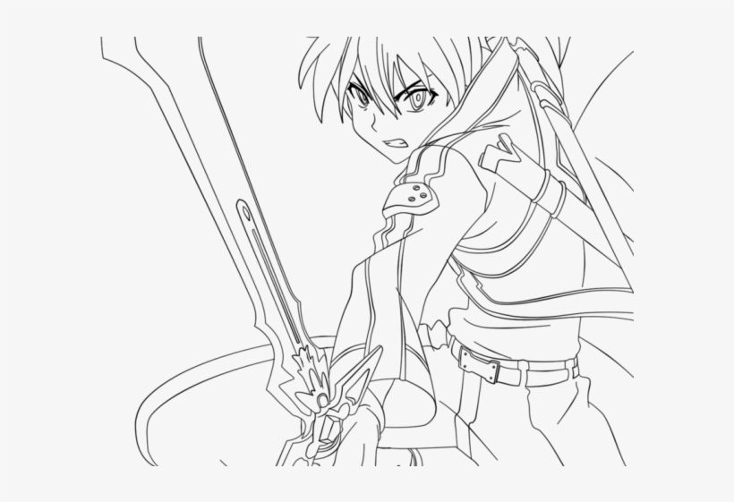 Drawn Sword Kirito - Sao Colouring Page Kirito - Free Transparent PNG  Download - PNGkey
