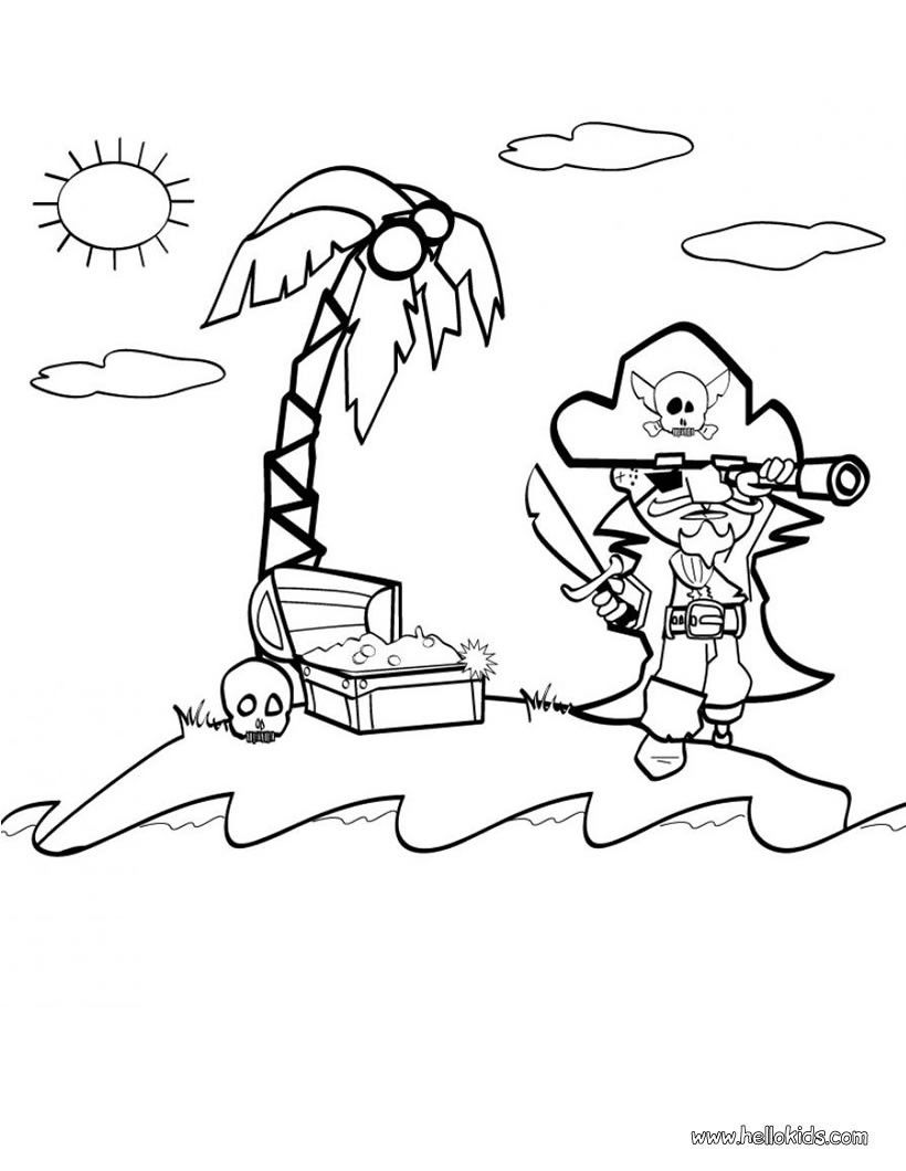 PIRATE coloring pages - Pirate treasure